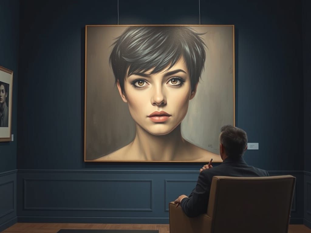 Mysterious Gallery Scene With Woman's Portrait