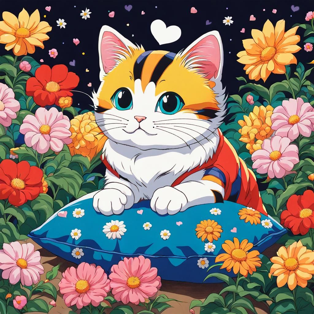 Cute Cat in Dragon Ball Style by Toriyama
