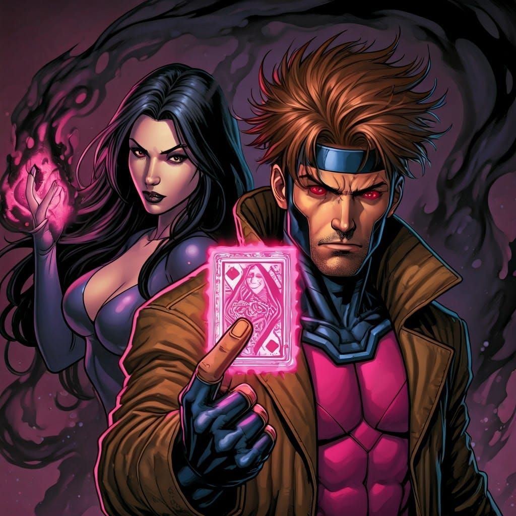 Gambit and a Mysterious Woman, Comic Book Art