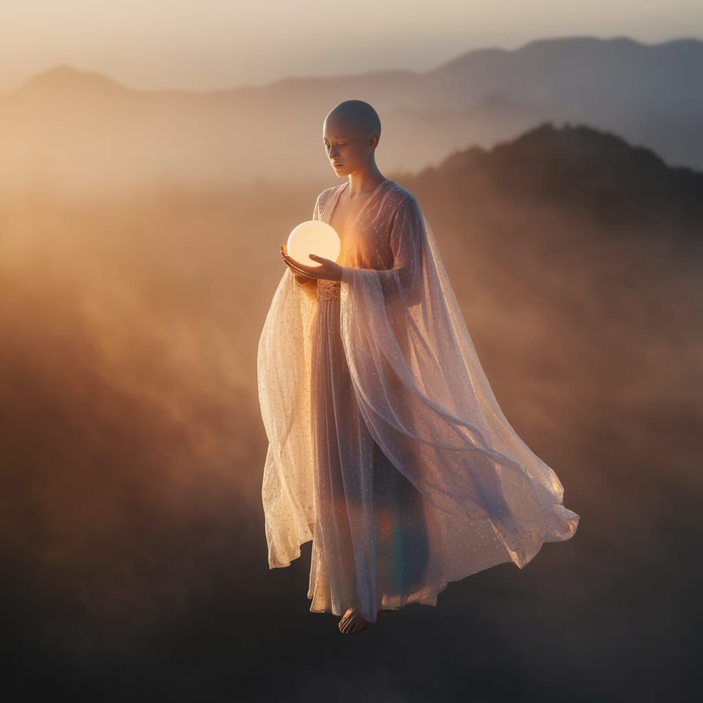 Serene Noble Spirit in Golden Hues