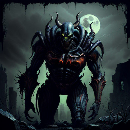 Dark Gory Masterpiece of a Xenomorph Triumphing Over Batman....