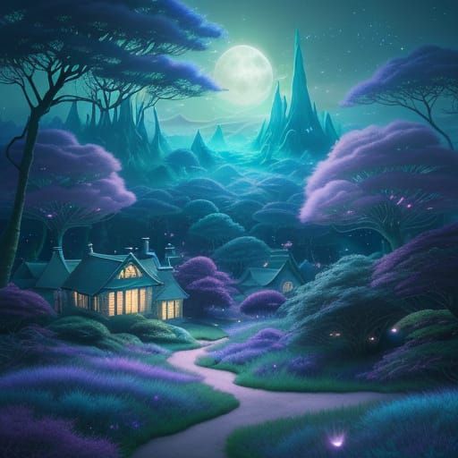 Wonderland View from a Child's Window in Dreamcore Style