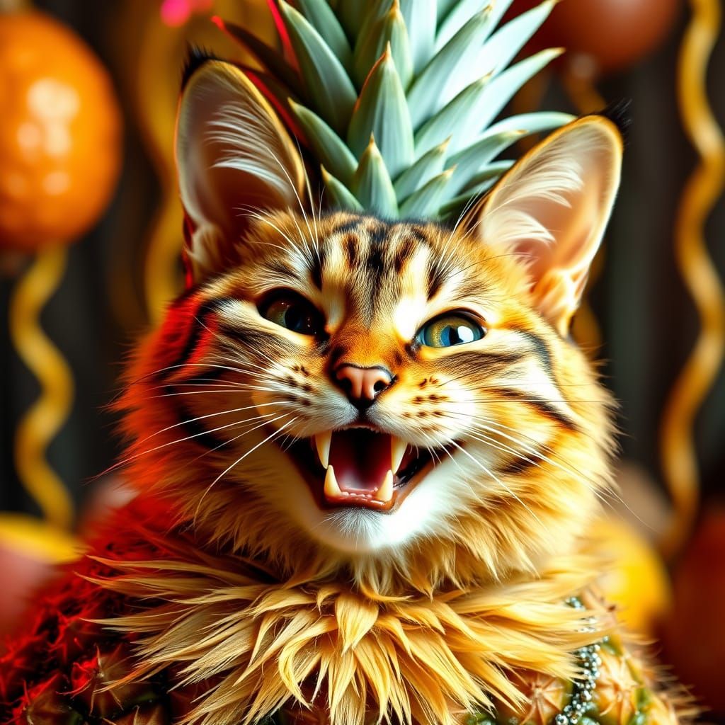 Pineapple Cat Grins