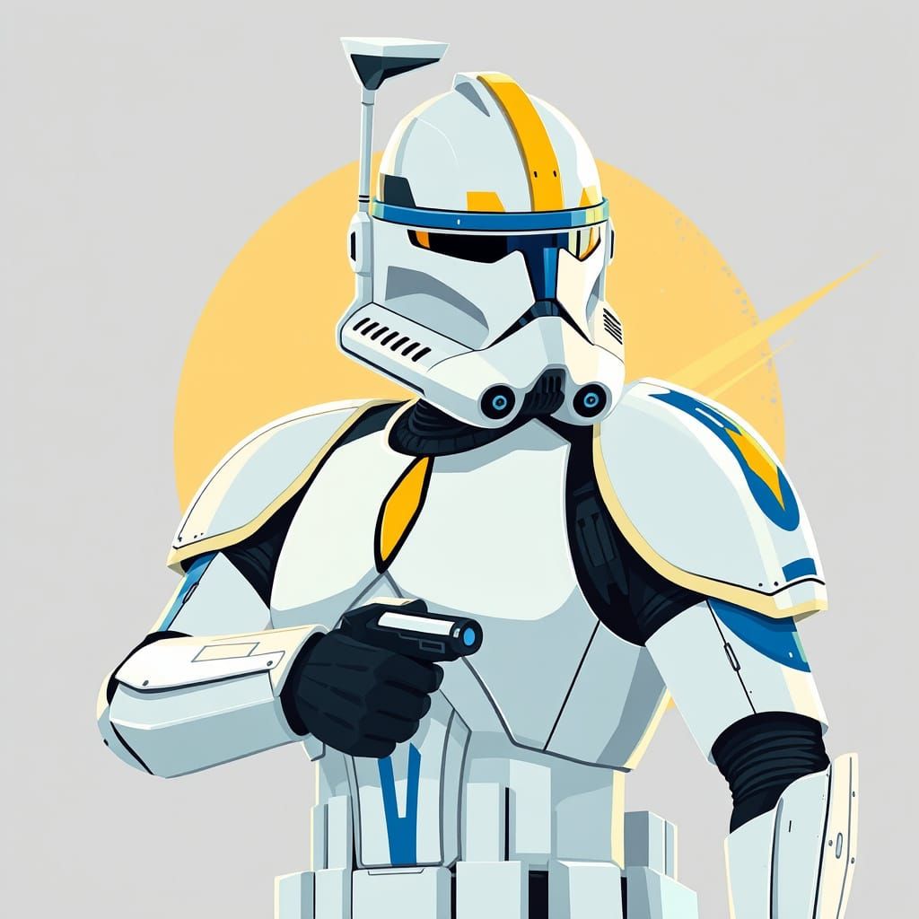 Clone Trooper Symbolizing Galactic Republic in Futuristic St...