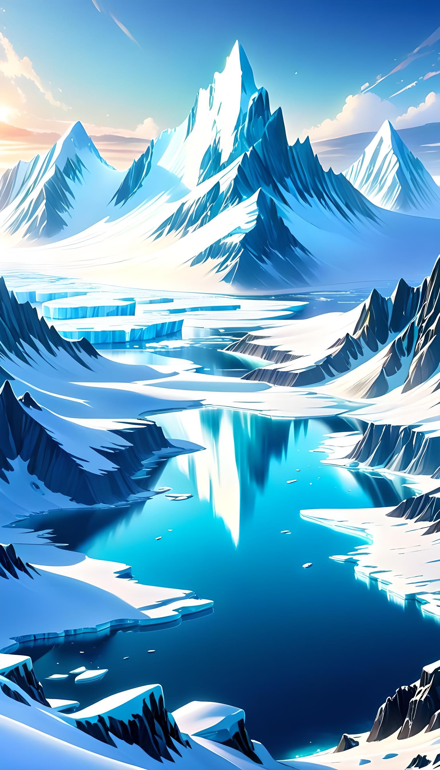 Ethereal Arctic Paradise in Anime Style, HDR, 4K