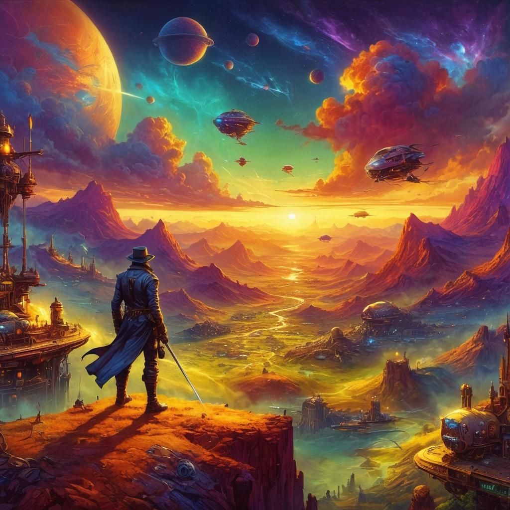 Futuristic Steampunk Landscape in Vallejo Style