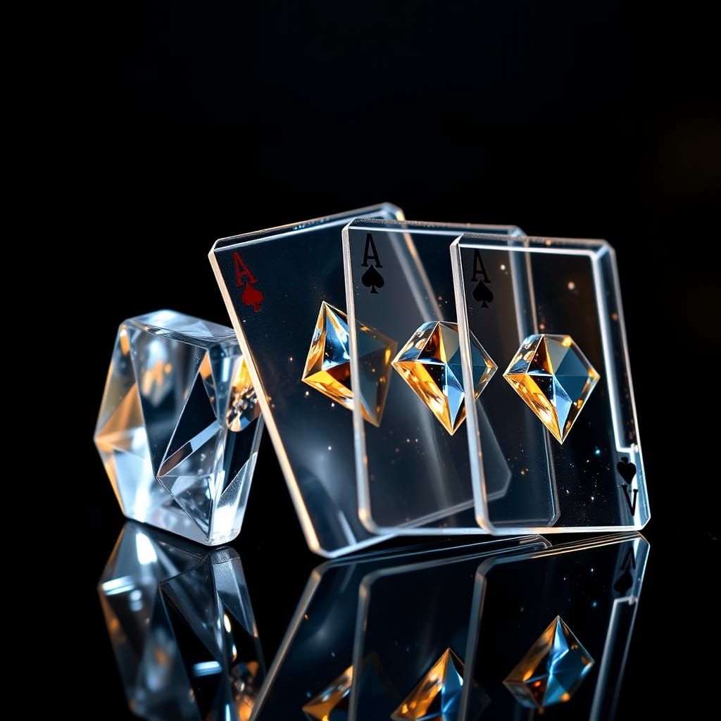 Glass Playing Cards With Embedded Crystals