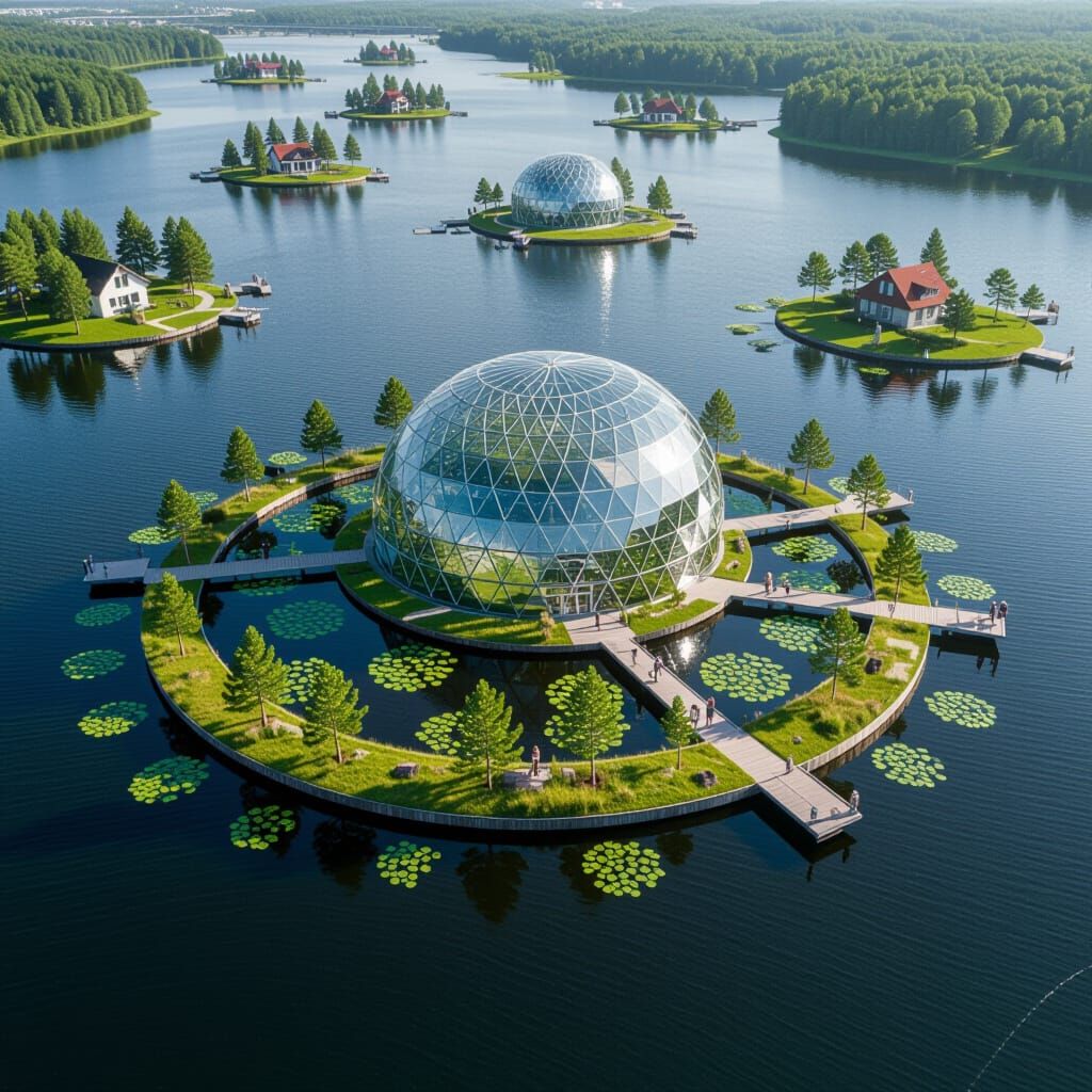 Floating Islands with a Biodome Ecosystem