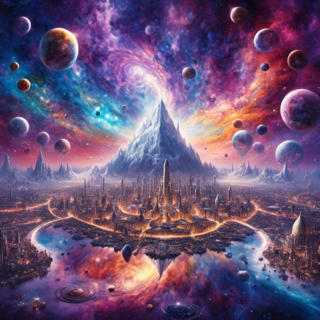 Surreal Marble Cuttlefish Spiraling into Diamond Town