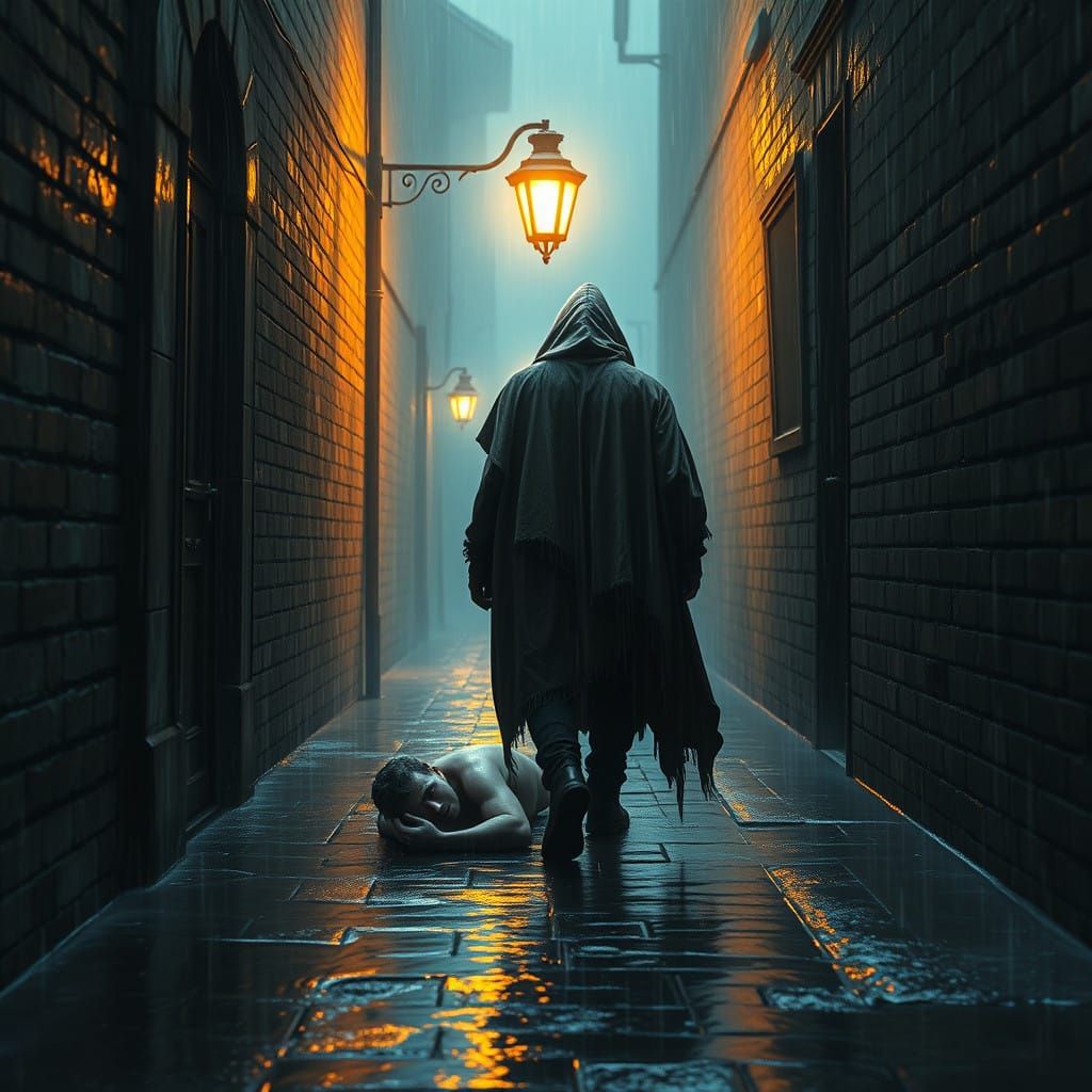 Shadows in the Rainy Alley