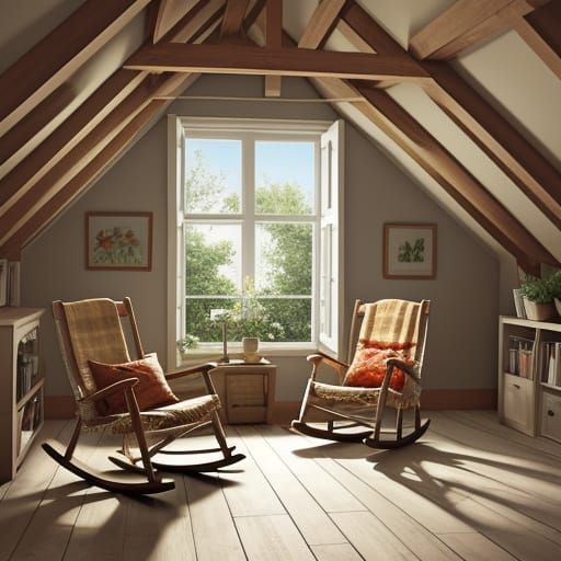 Children in a Flowering Attic Drawing
