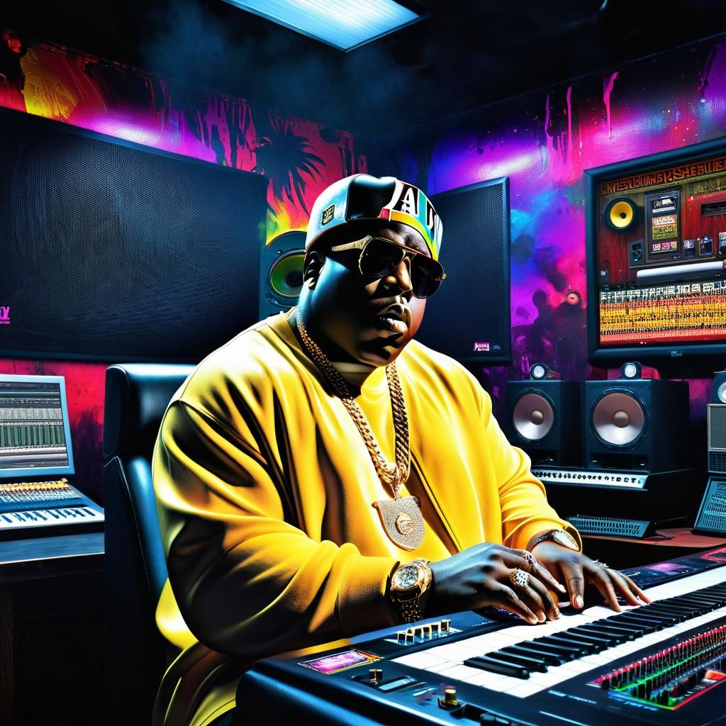 The Notorious B.I.G. Freestyling: Mixed Media Portrait