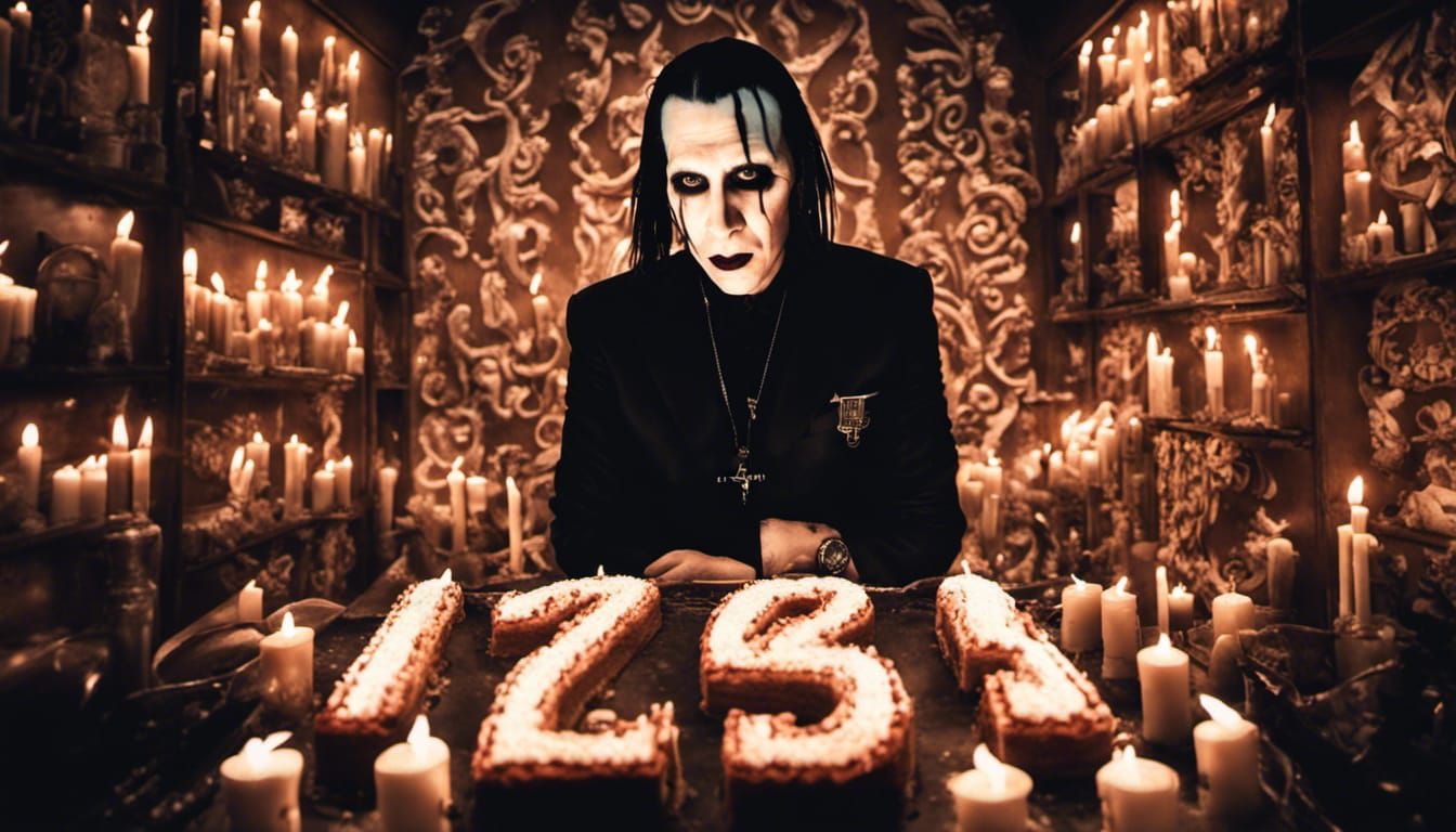 Marilyn Manson Holding Birthday Cake