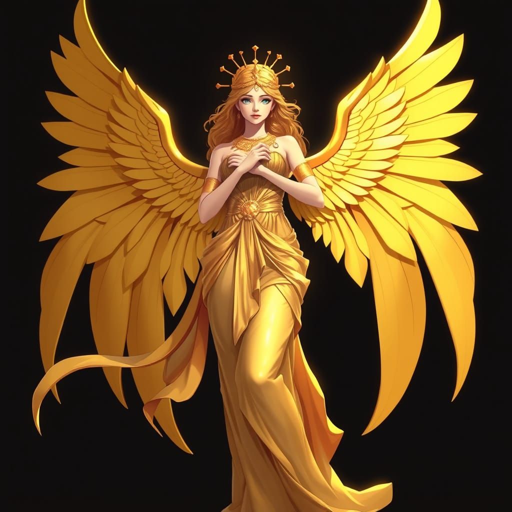 Golden Goddess with Wondrous Wings Takes Flight
