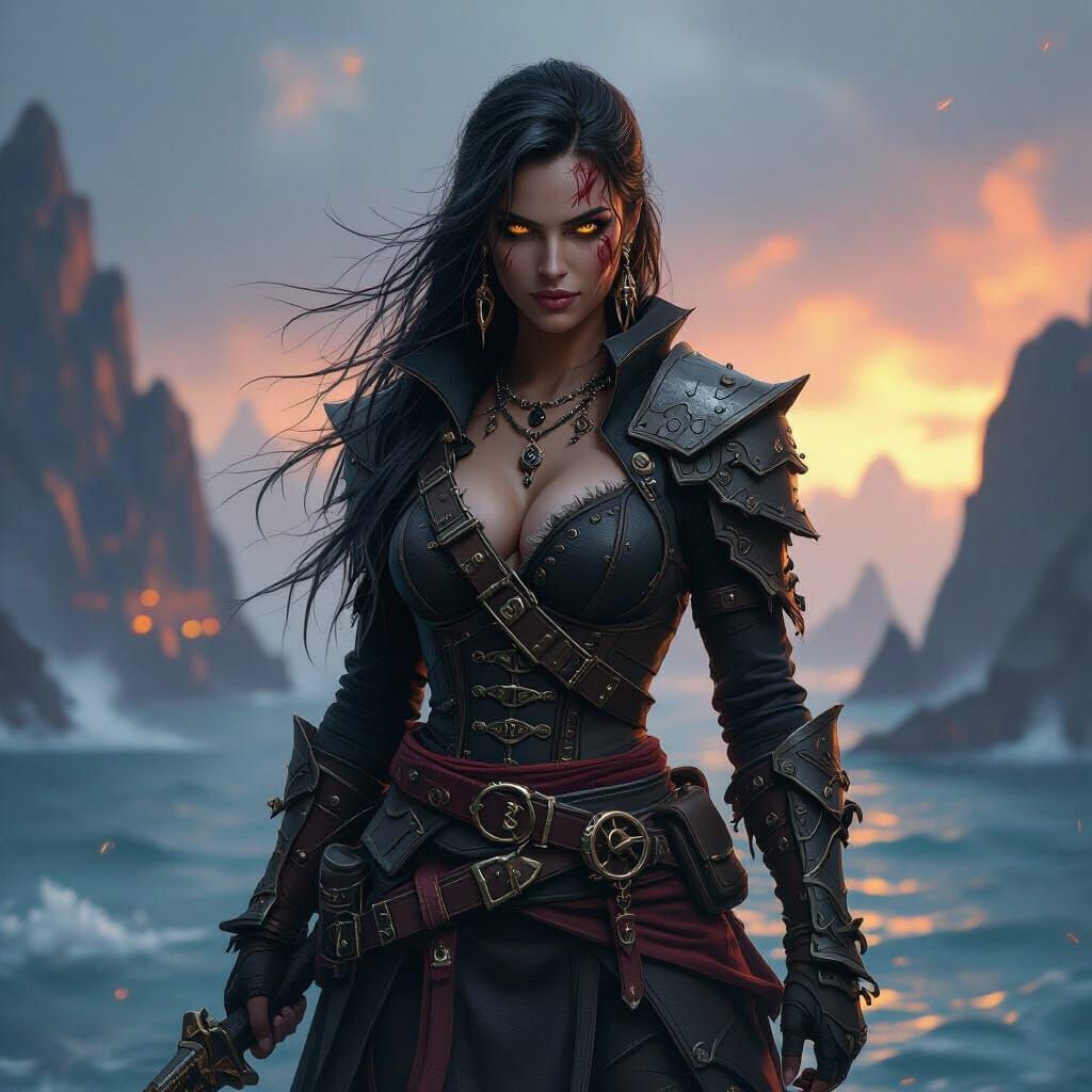 Pirate Queen of Sharktooth Haven: Dark Fantasy Art