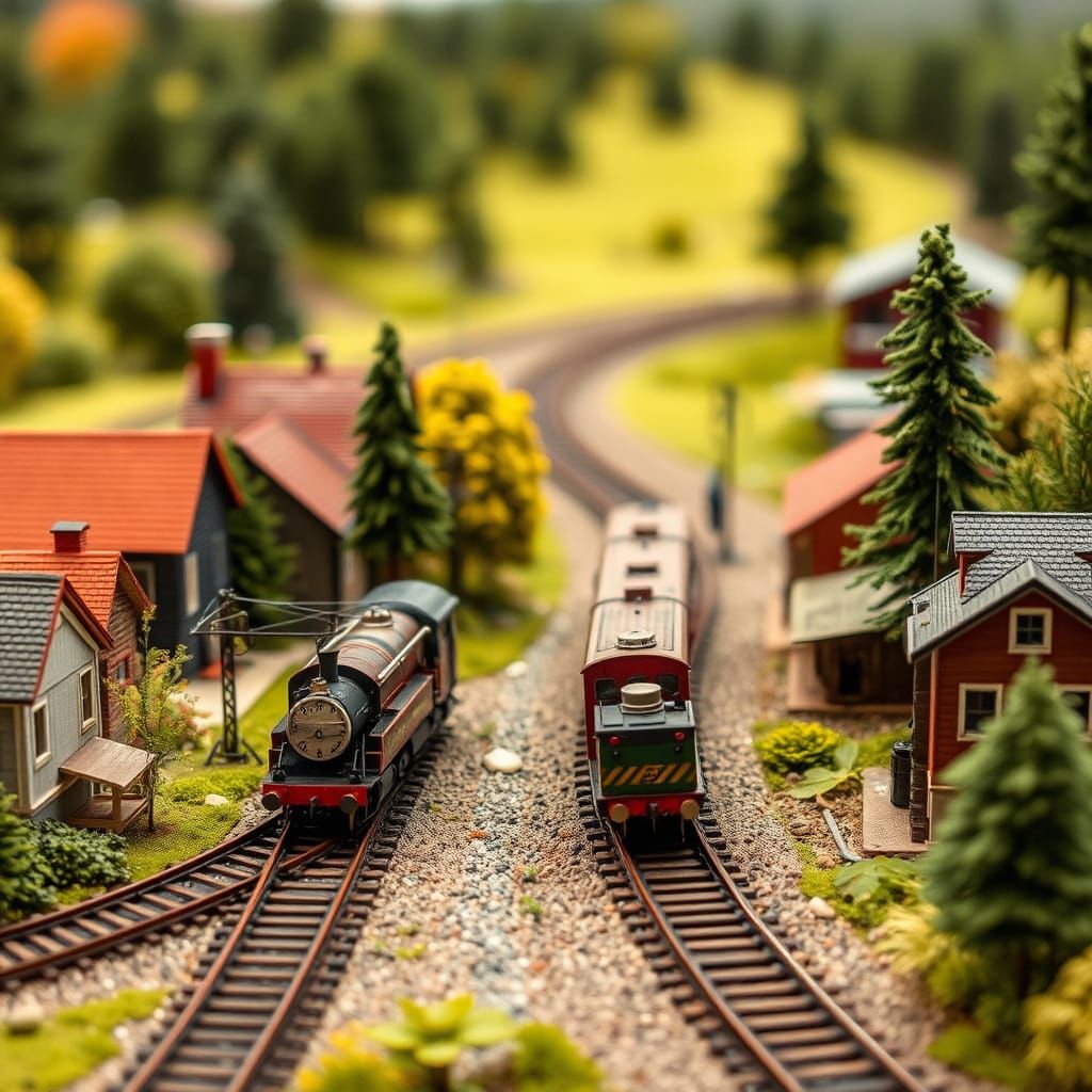 Miniature Railway in Tilt-Shift Photography Style