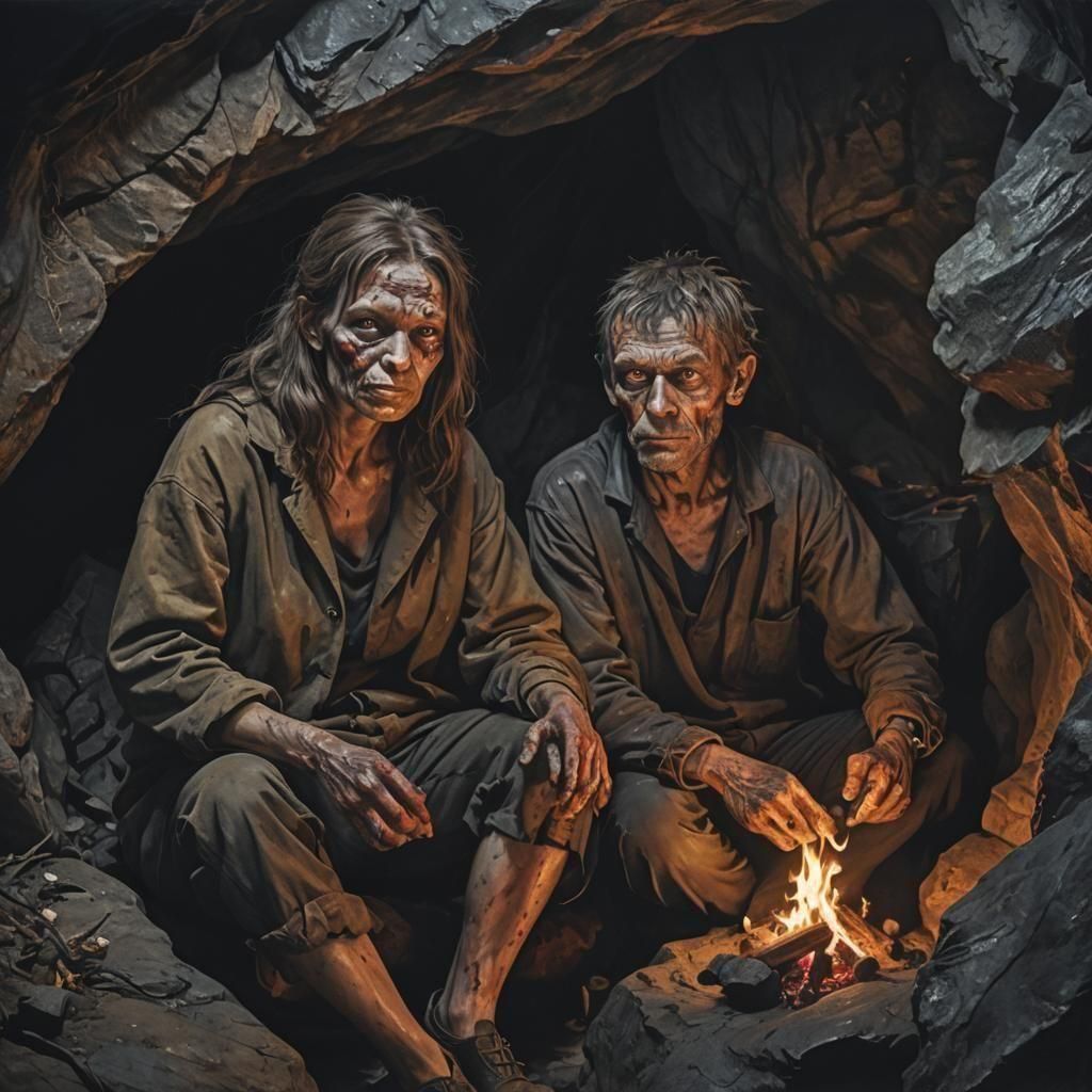 Photorealistic Troglodytes in Dark Cave