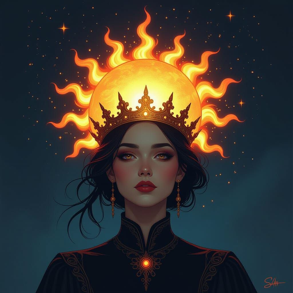 Regal Figure with Crown of Blazing Suns