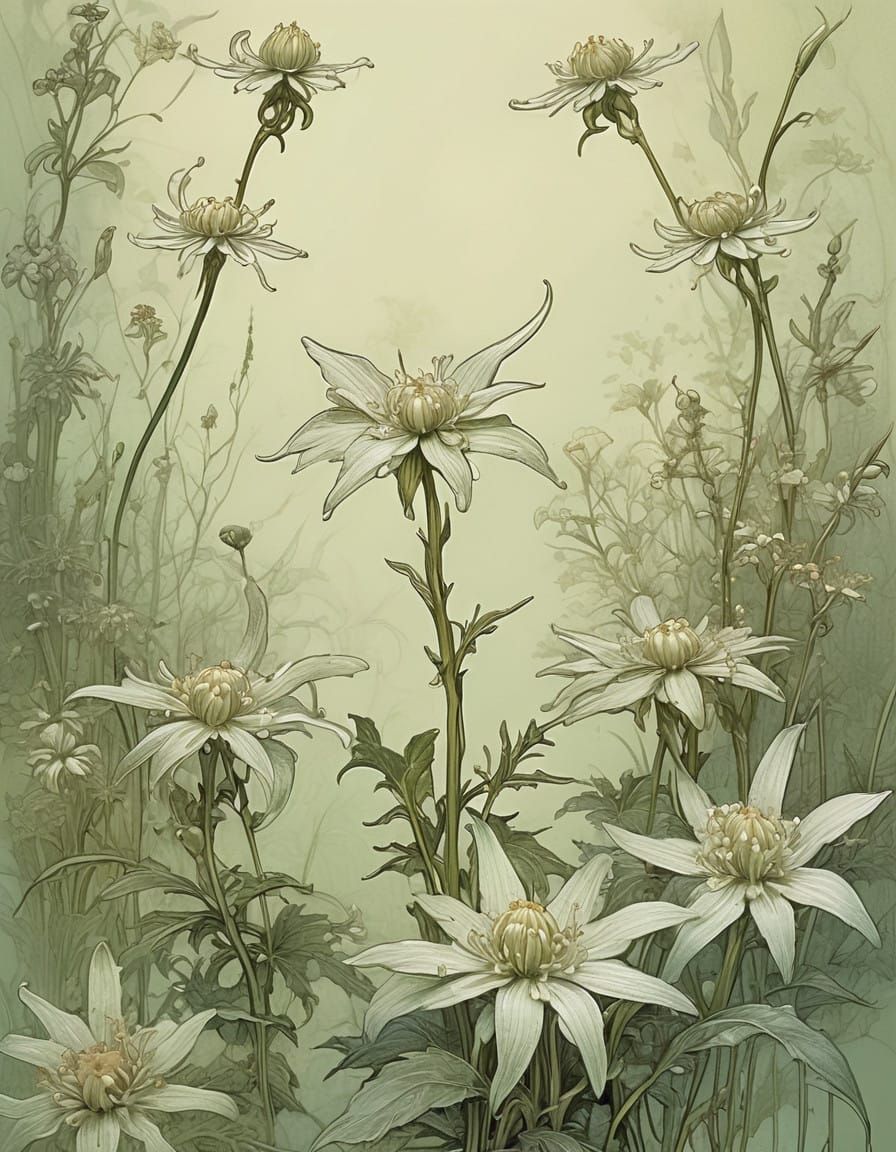 Delicate Edelweiss Blossom in Enchanted Forest