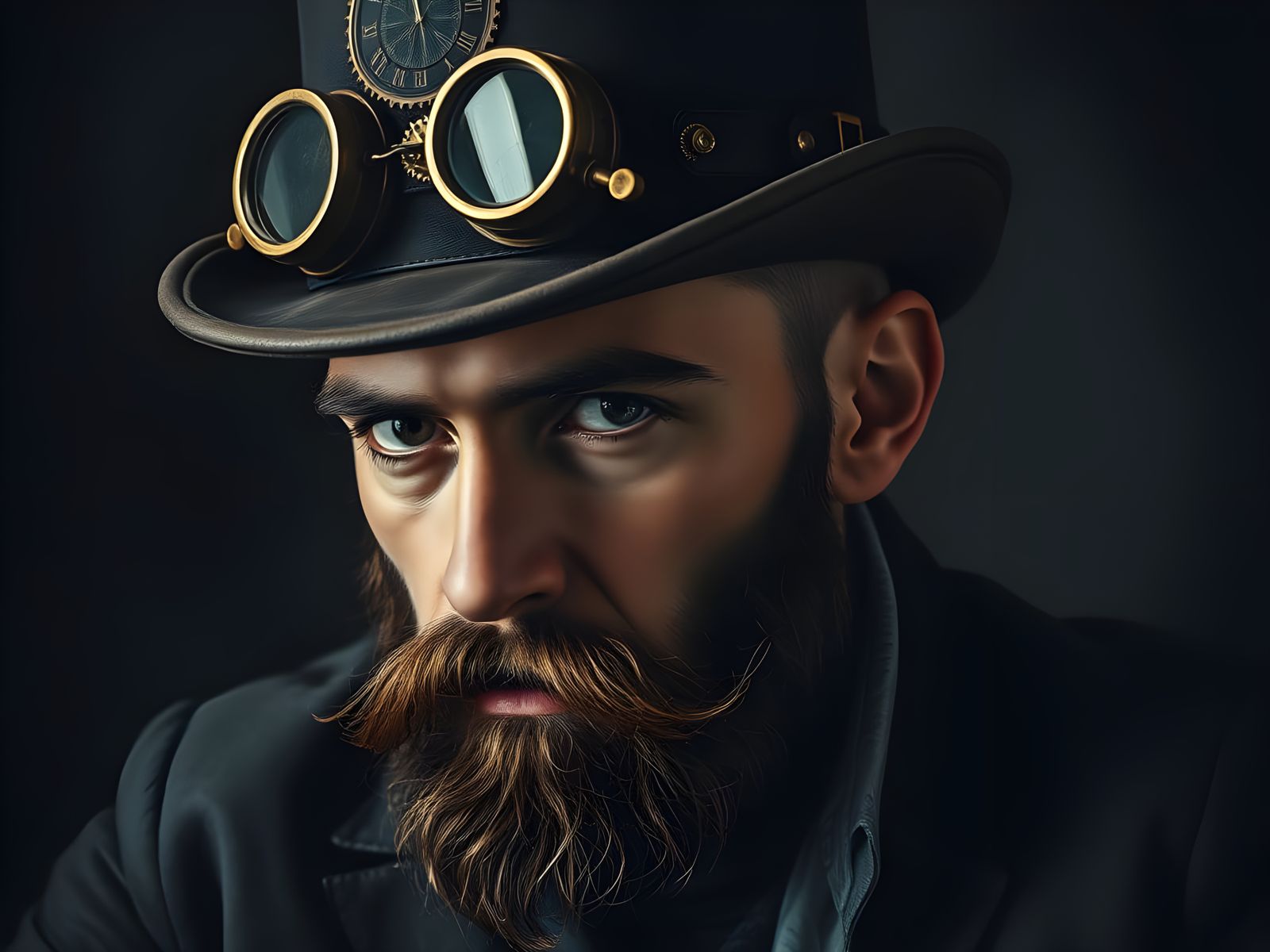 Steampunk Gentleman in Moody Contemplation