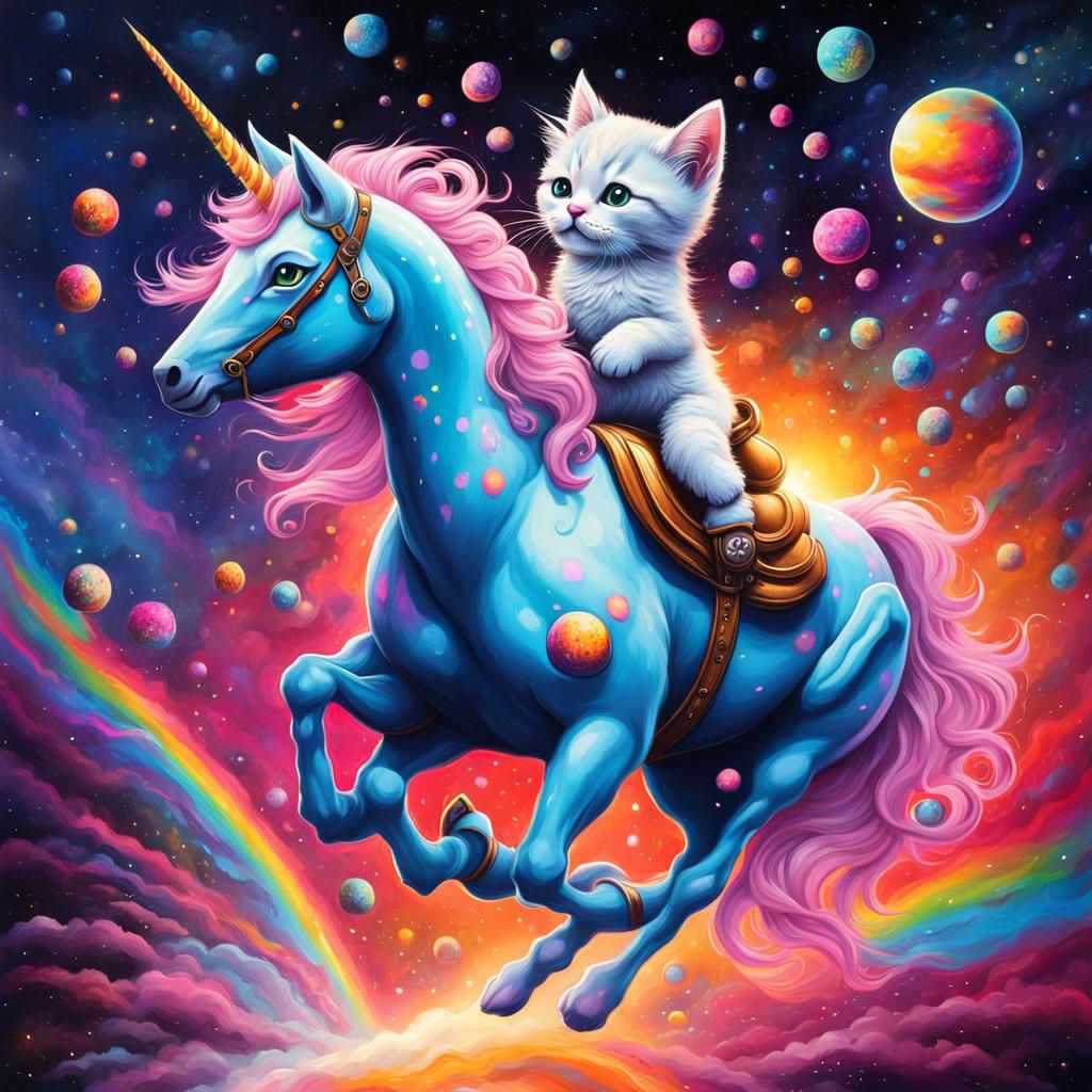 Kitten and Unicorn in Psychedelic Space, Graffiti Art