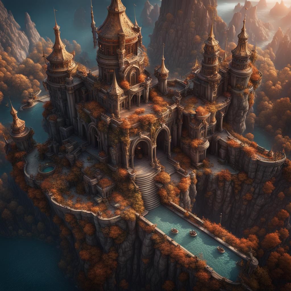 Fantastical High-Angle Matte Painting in Deep Color