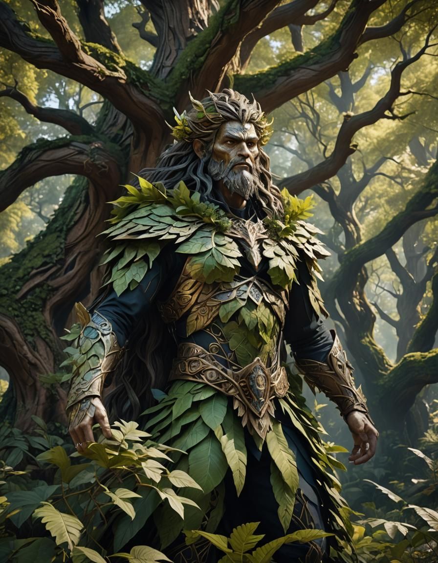 Hyperdetailed Forest Deity in a Vivid Neon Style