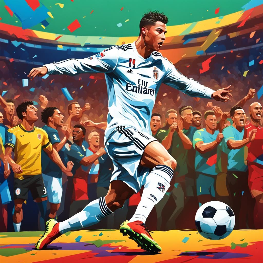 Hyperrealistic Ronaldo Kicks Ball into Crowd
