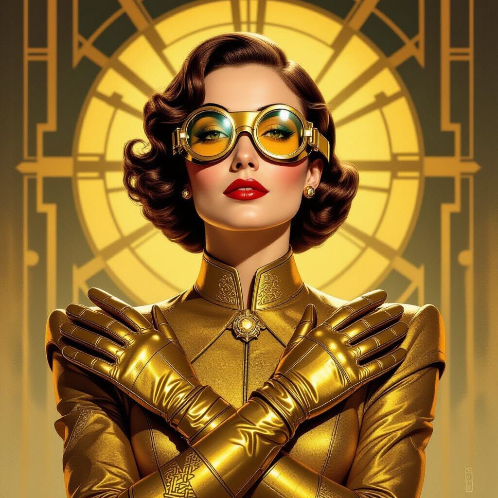 Golden Age Inventor Portrait In Art Deco Style