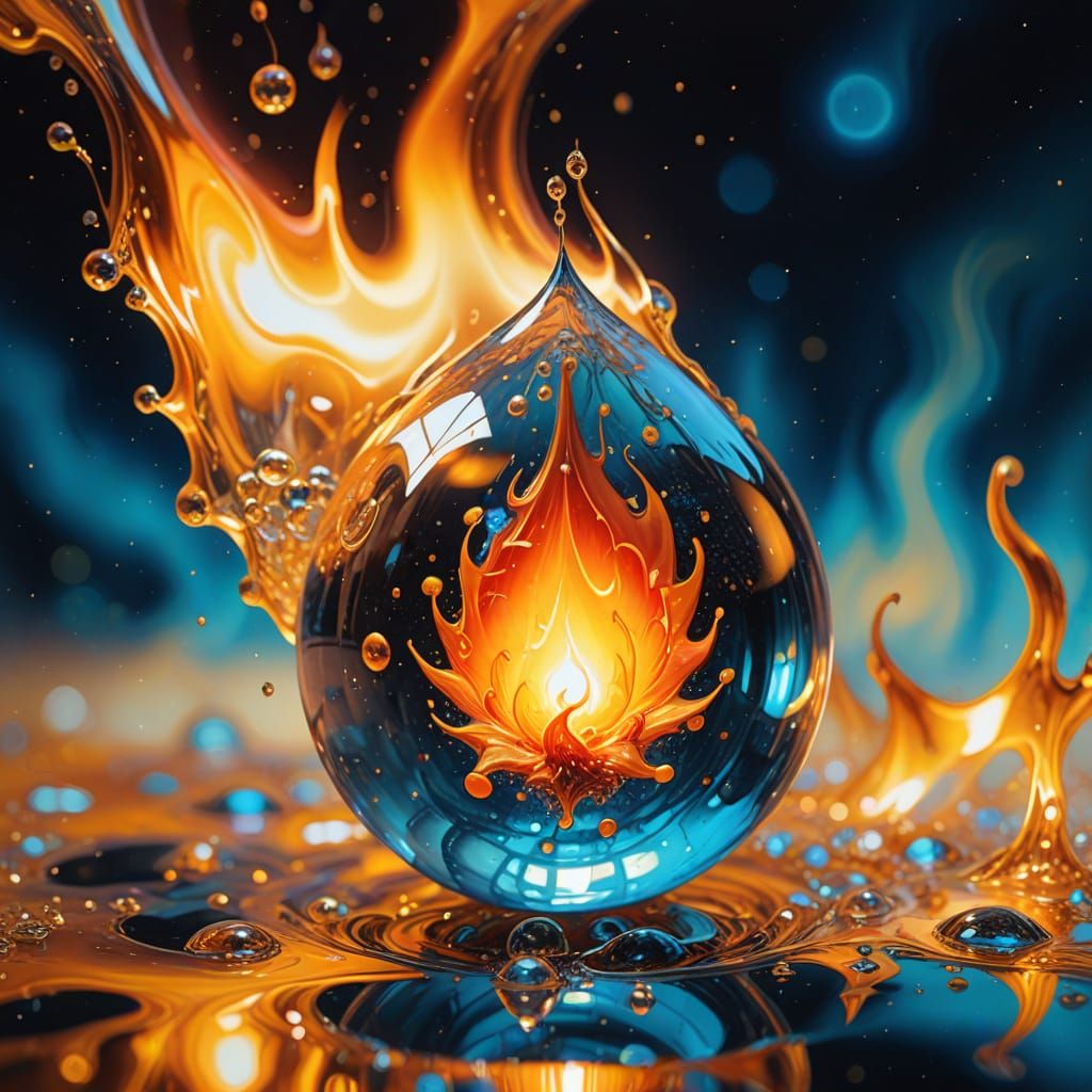 Cosmic Surrealism: Flame Inside Water Drop