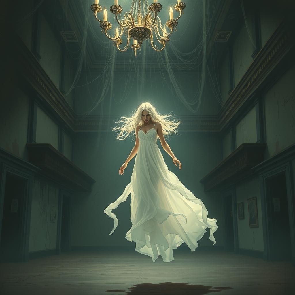 Ethereal Ghost Maiden in Abandoned Theater