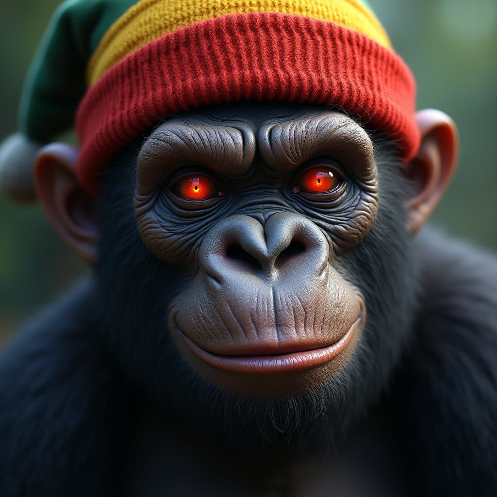 Reggae Gorilla with Smoky Eyes: Fantasy Concept Art