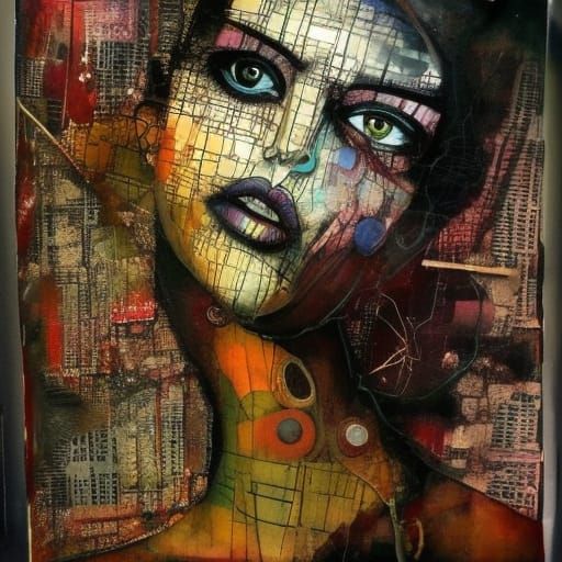 Intricate Portrait of Woman with Glasses in Maximalist Style