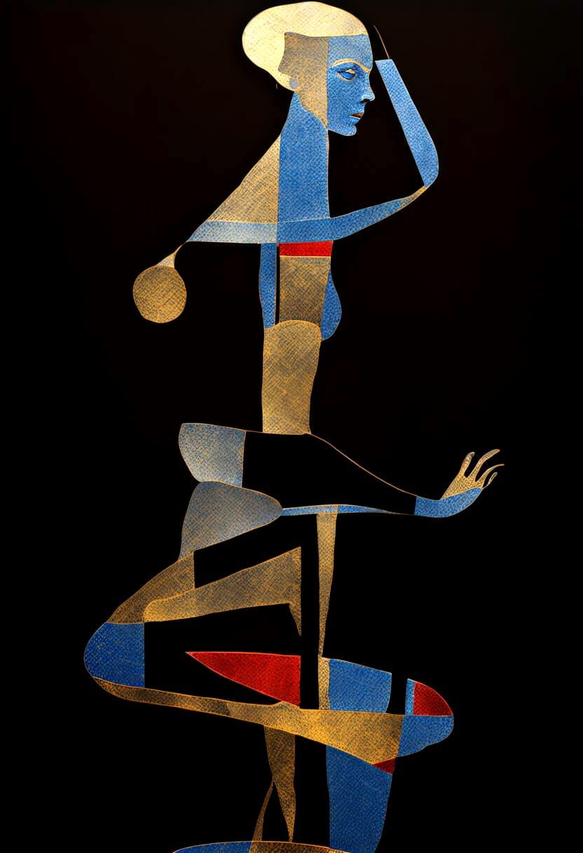 Klimt-inspired Metallic Figure in Tapestry Style