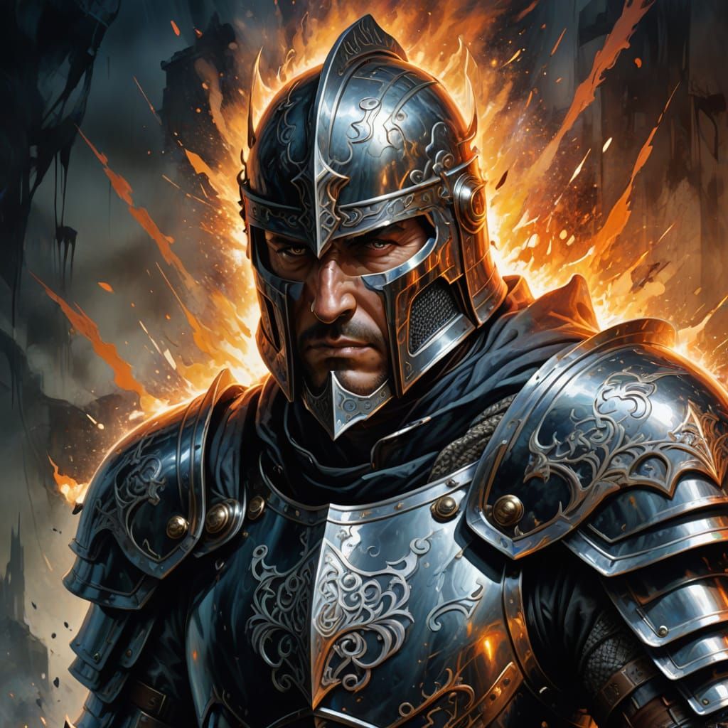 Heroic Knight Portrait with Airbrushed Highlights