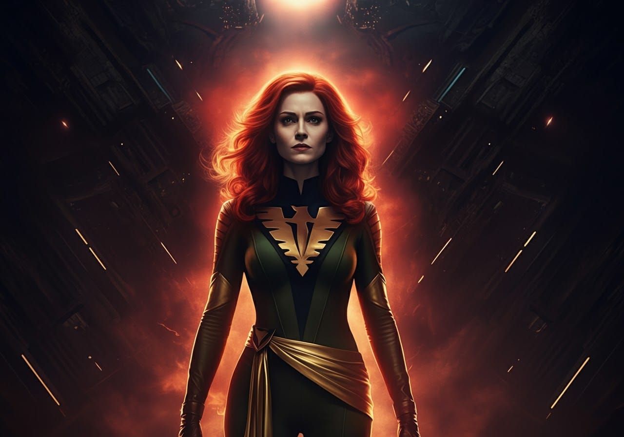 Jean Grey as Phoenix: Photorealistic Environmental Portrait