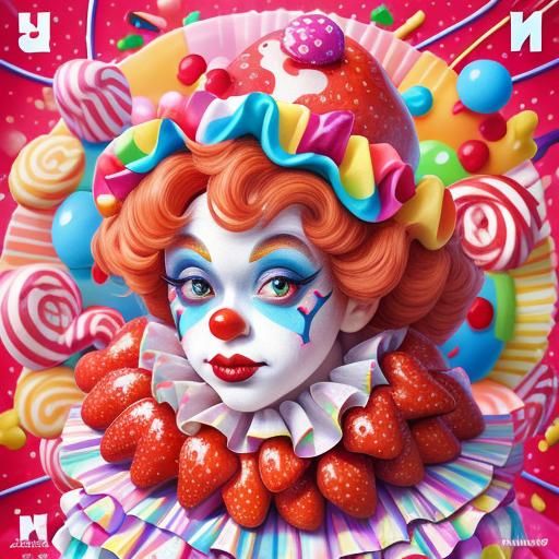 Cute Clown in Candy Art Style