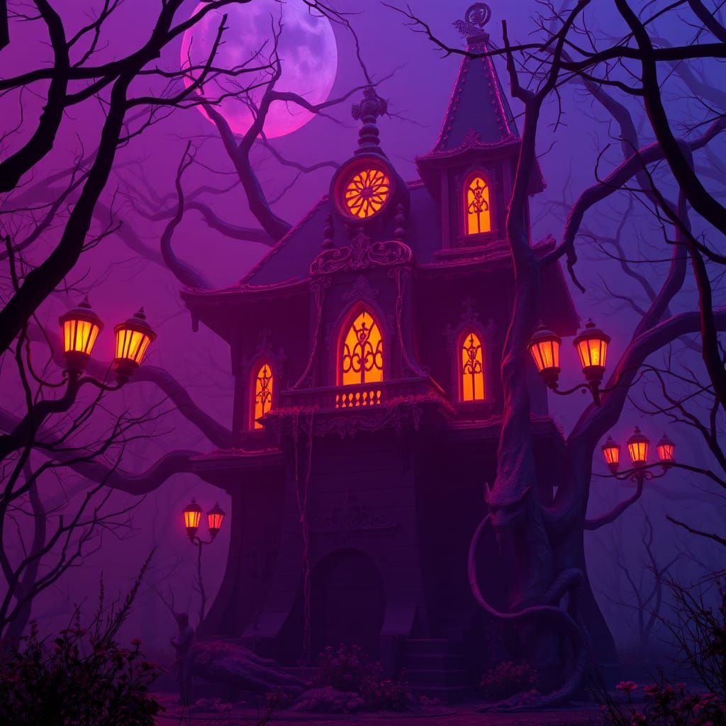 Eerie Haunted House: Fantasy Matte Painting