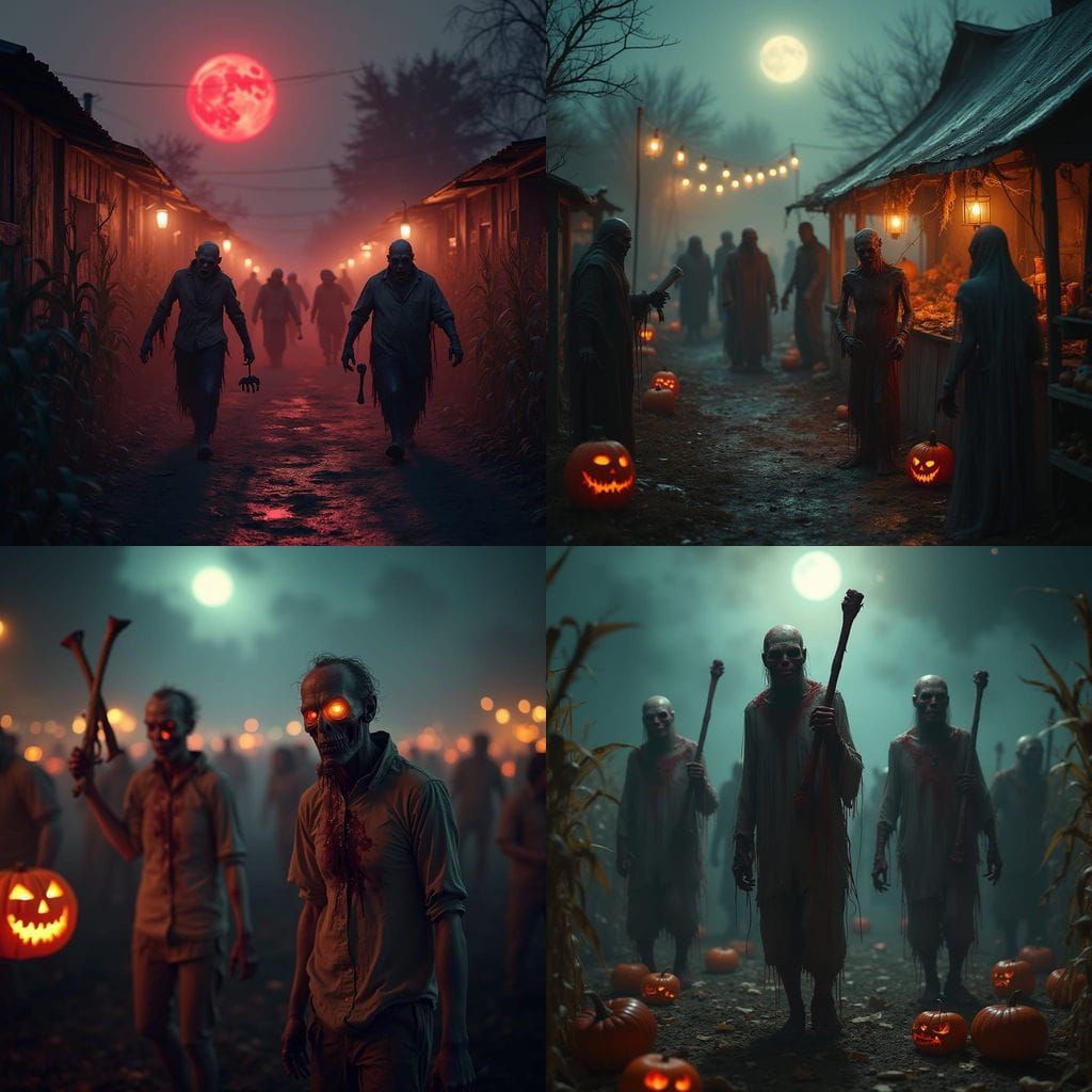 Haunted Harvest Festival With Bloodied Zombies