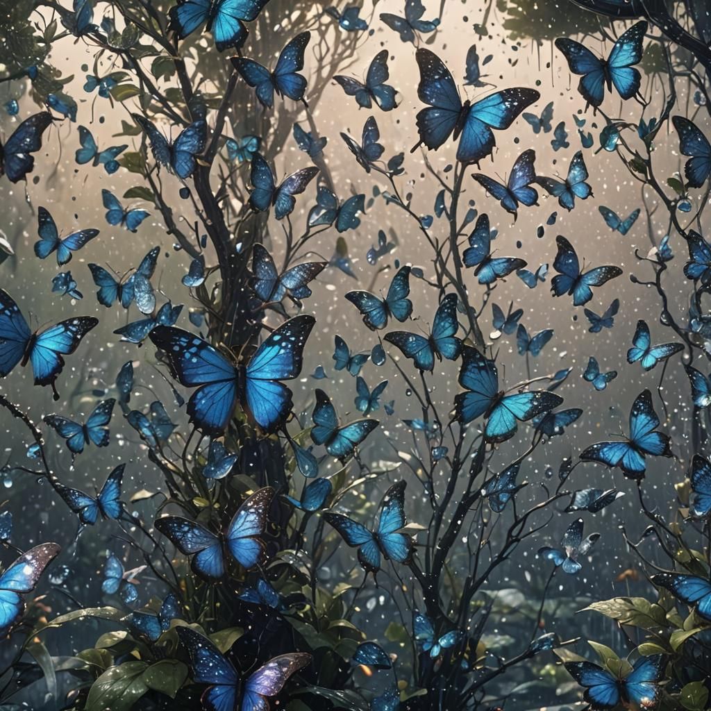 Glittering Raindrops in Detailed Matte Painting