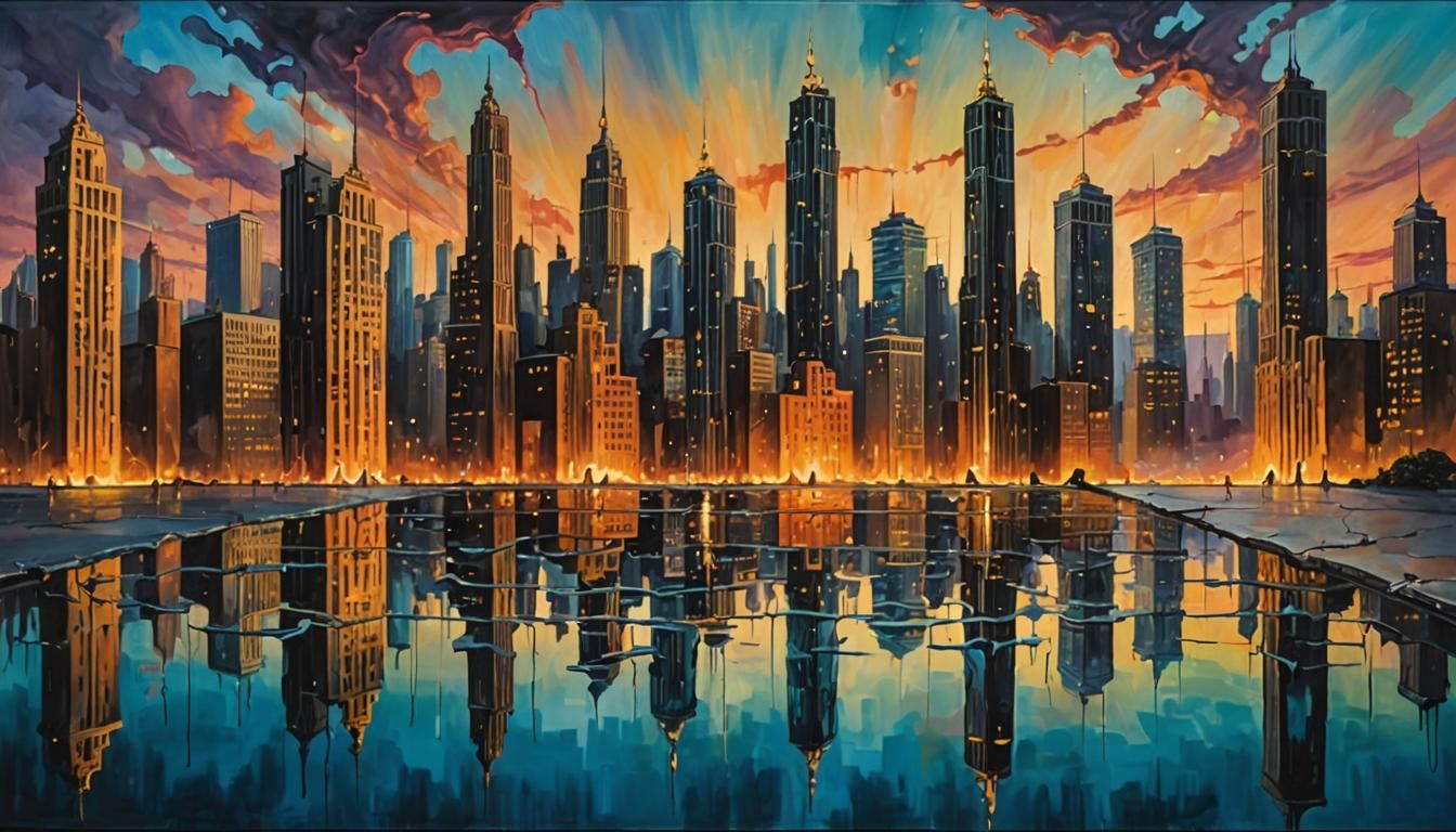 Melting Skyscrapers at Twilight