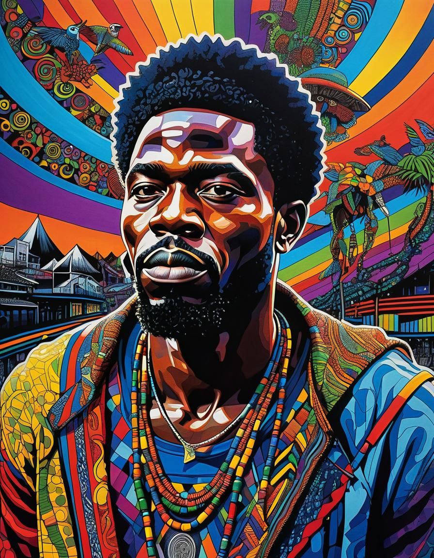 Vibrant Ink Drawing: Melanin Man Brings Life