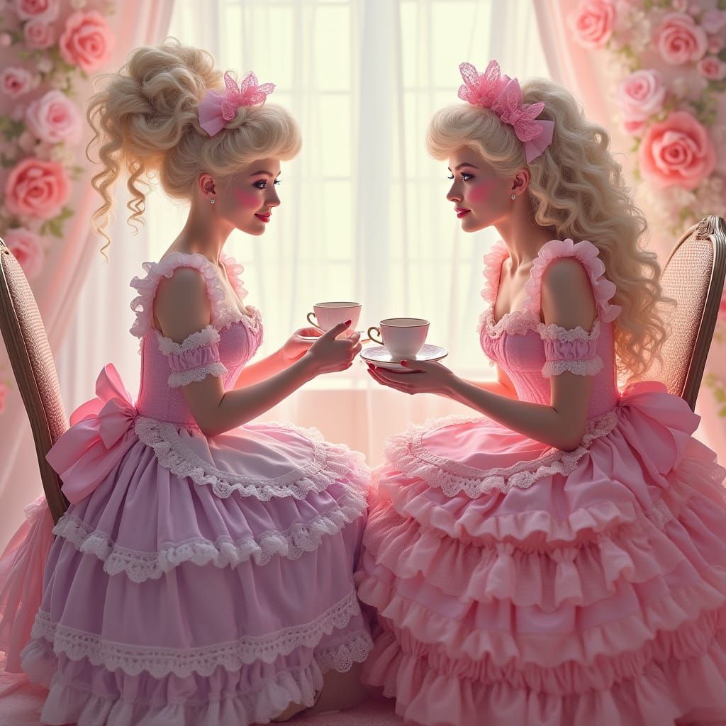 French Maids in Whimsical Tea Party Attire