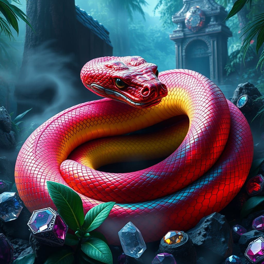 Gemstone Ruby Pit Viper in Fiery Jungle