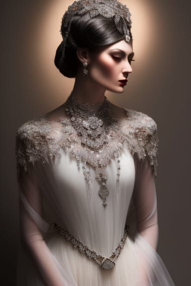 Luminous Grey Lady Portrait in Hyperrealistic Style