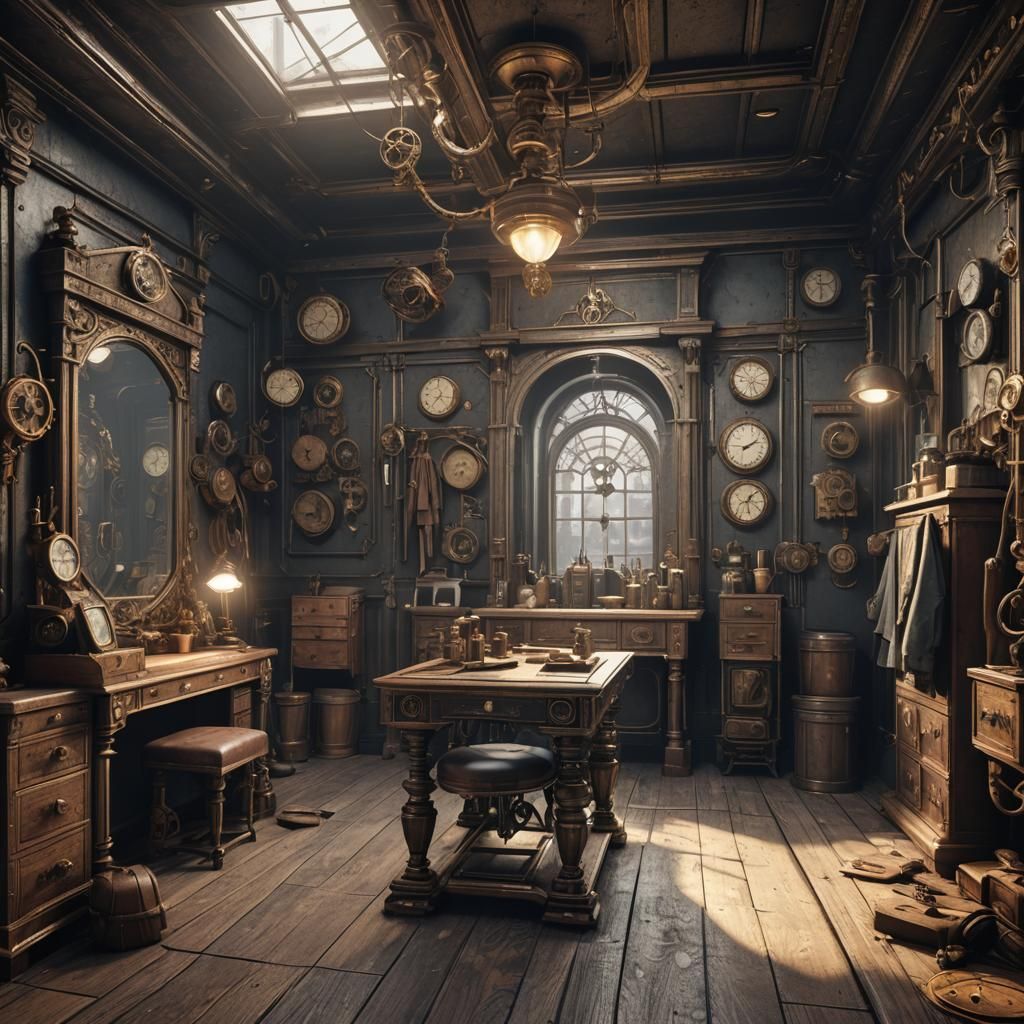 Steampunk Victorian Dressing Room in Post-Apocalyptic Settin...