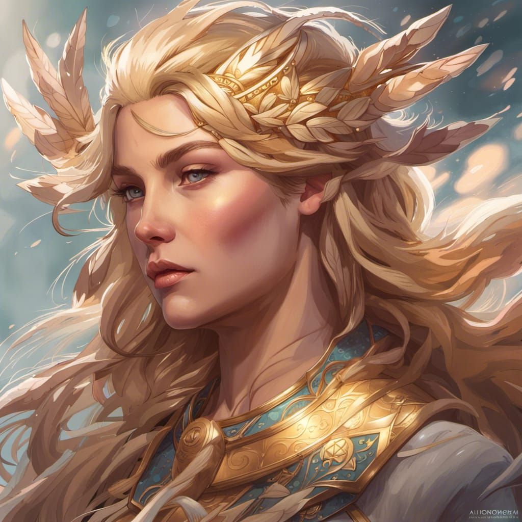 Freyja: Norse Goddess Portrait in Hyperdetailed Style