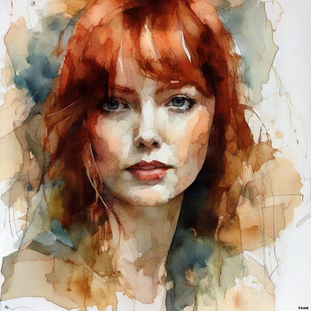 Portrait of a Beautiful Red-Haired Woman