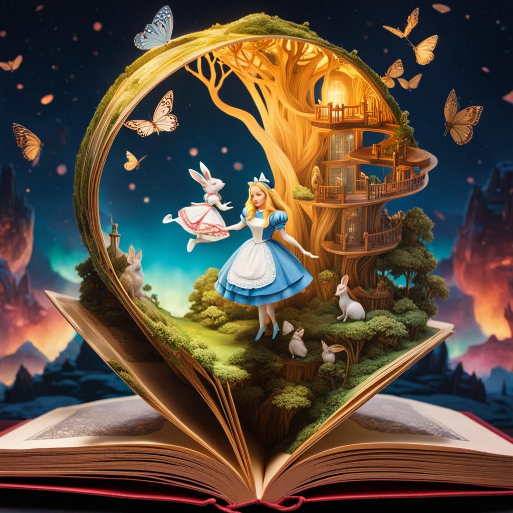 Alice in Wonderland Double Exposure Digital Illustration