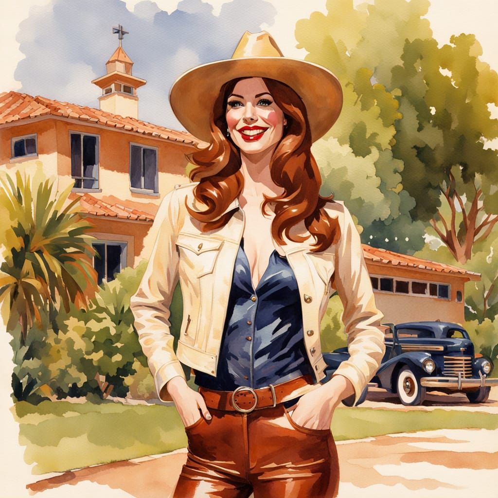 Southwestern Goddess in Impressionist Watercolor Style